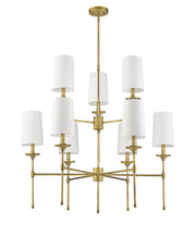 Emily 9 Light 38" Chandelier in Rubbed Brass