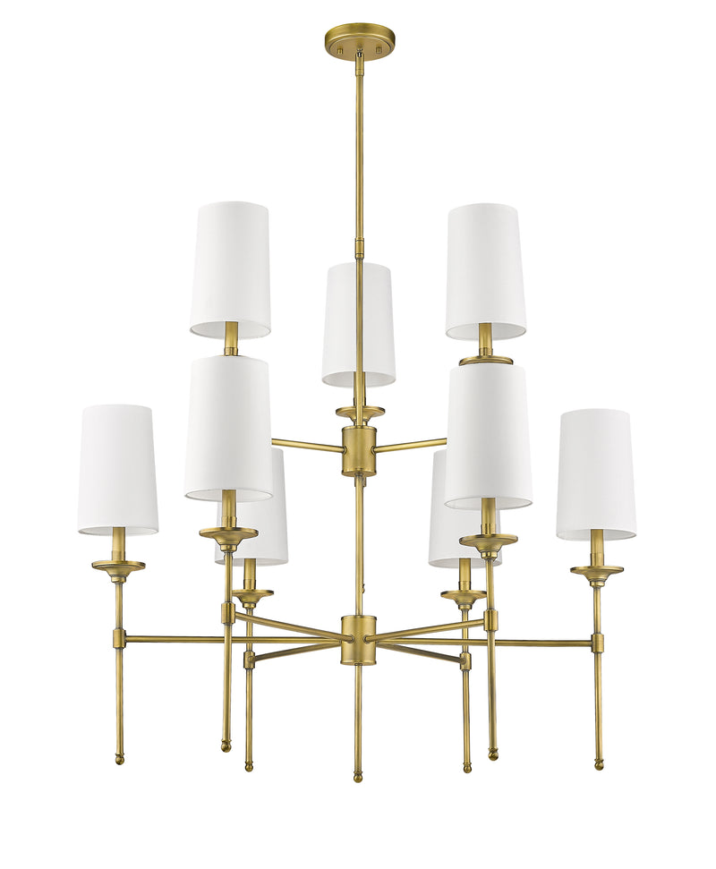 Emily 9 Light 38" Chandelier in Rubbed Brass