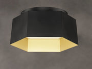 Honeycomb 16" LED Flush Mount in Black / Gold