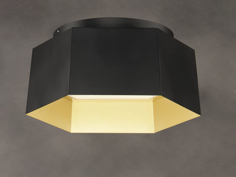 Honeycomb 16" LED Flush Mount in Black / Gold