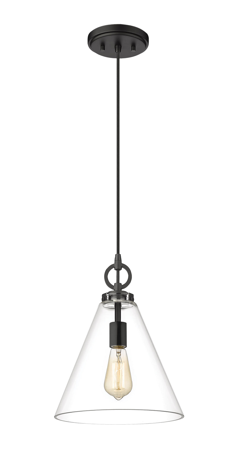 Harper 1 Light 11.5" Pendant in Matte Black