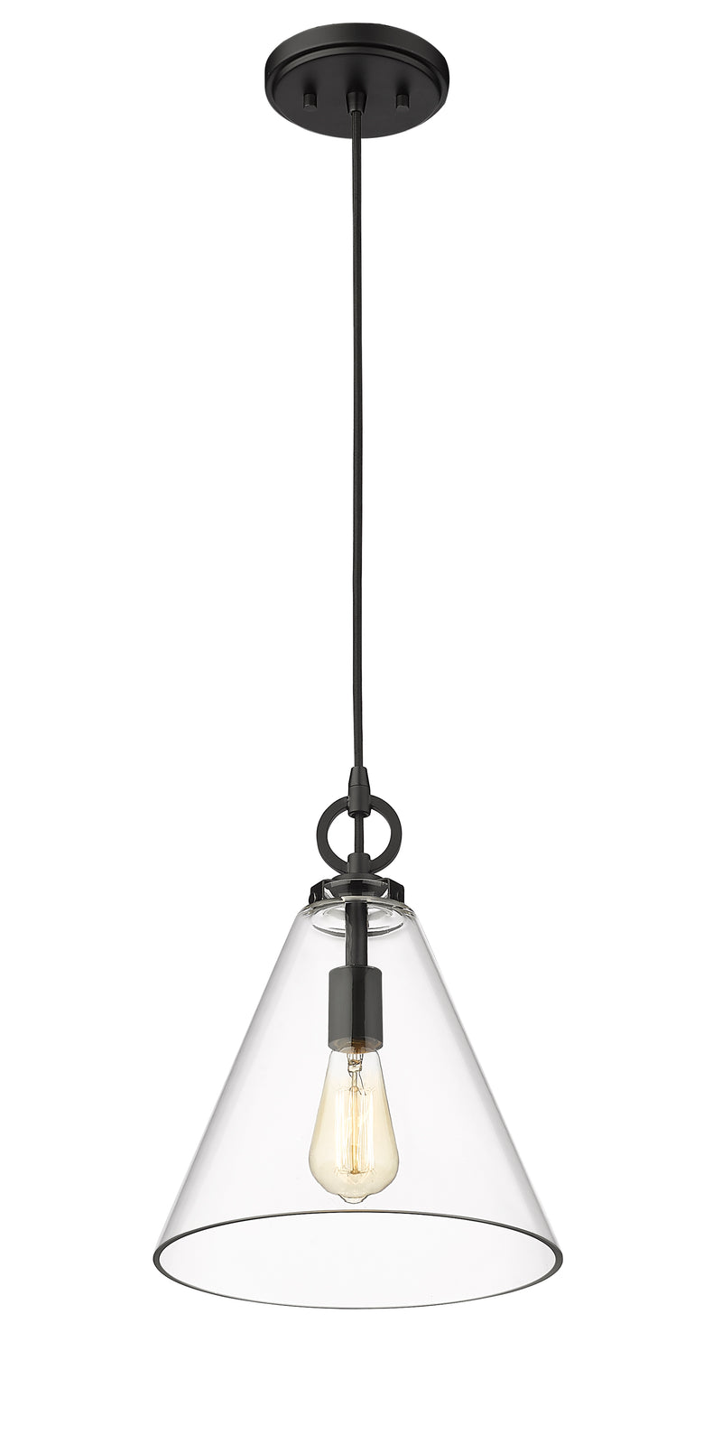 Harper 1 Light 11.5" Pendant in Matte Black