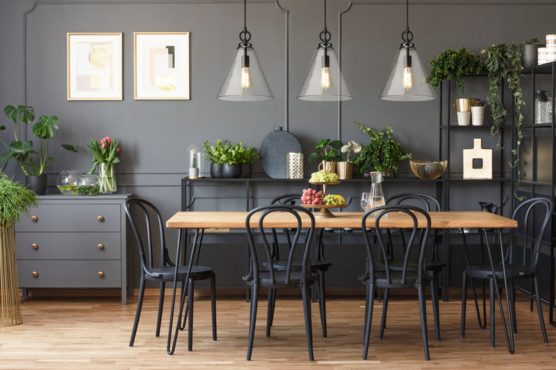 Harper 1 Light 11.5" Pendant in Matte Black in a room setting