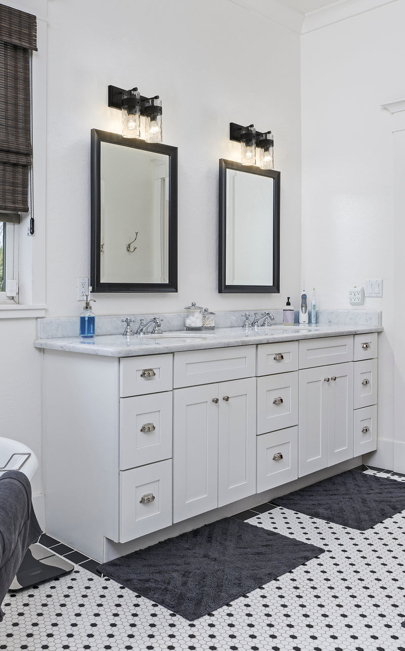 Fontaine 2 Light 14" Vanity in Matte Black in a room setting