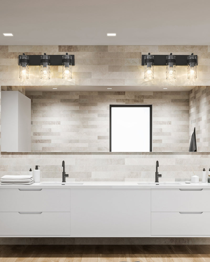 Fontaine 3 Light 24" Vanity in Matte Black in a room setting