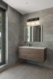 Fontaine 3 Light 24" Vanity in Matte Black in a room setting