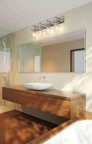 Fontaine 4 Light 34" Vanity in Brushed Nickel in a room setting