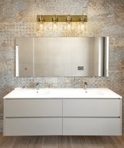 Fontaine 4 Light 34" Vanity in Rubbed Brass in a room setting