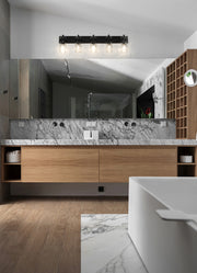Fontaine 5 Light 44" Vanity in Matte Black in a room setting