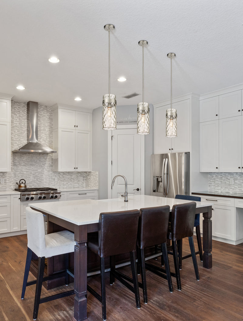 Fontaine 1 Light 6.5" Pendant in Brushed Nickel in a room setting