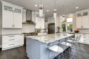 Fontaine 3 Light 9" Pendant in Polished Nickel in a room setting