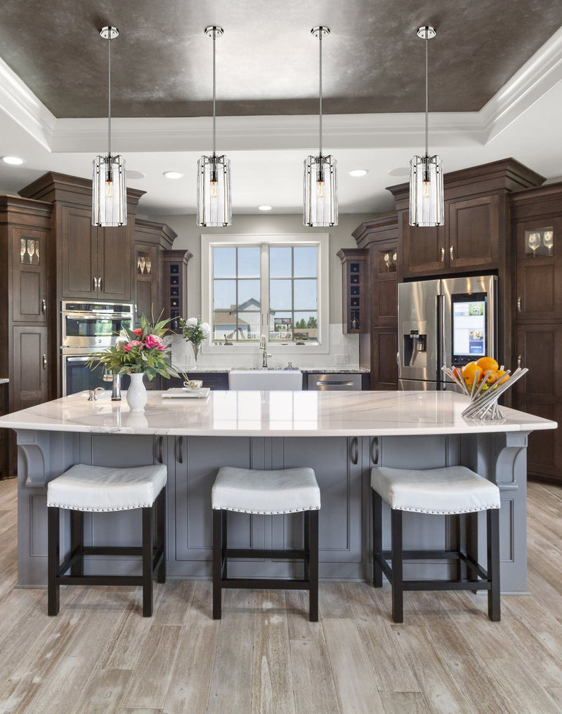 Alverton 1 Light 8" Pendant in Polished Nickel in a room setting