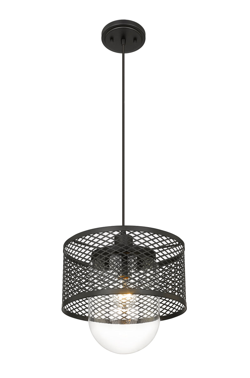 Kipton 1 Light 11" Pendant in Matte Black