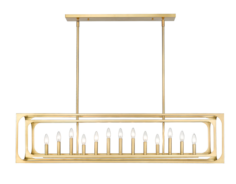 Easton 13 Light 54" Linear Pendant in Rubbed Brass