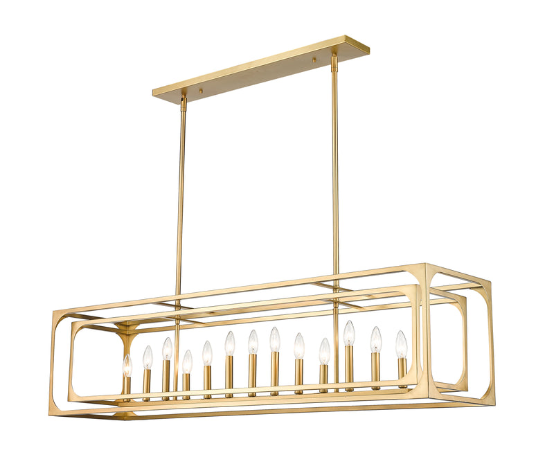 Easton 13 Light 54" Linear Pendant in Rubbed Brass