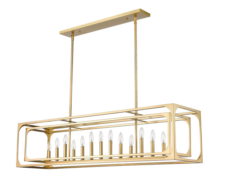 Easton 13 Light 54" Linear Pendant in Rubbed Brass