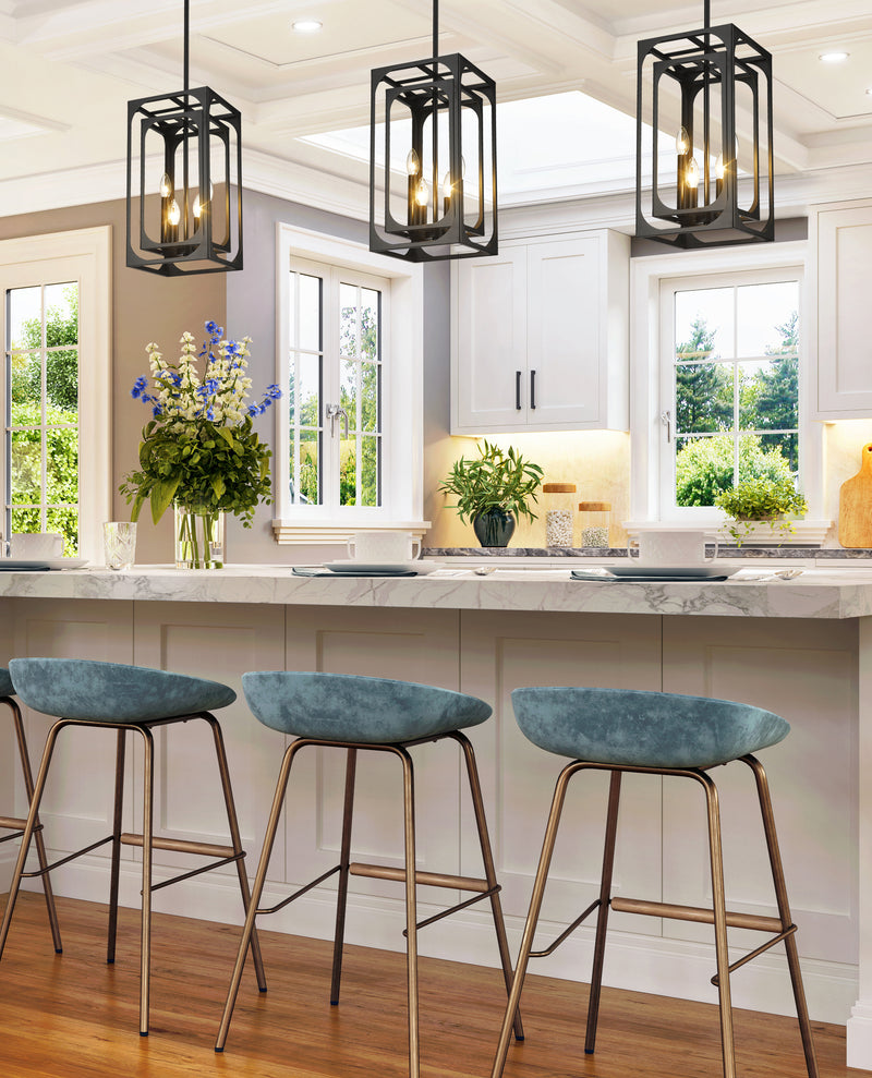 Easton 4 Light 9.25" Chandelier in Matte Black in a room setting