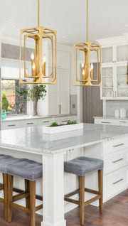 Easton 4 Light 9.25" Chandelier in Rubbed Brass in a room setting