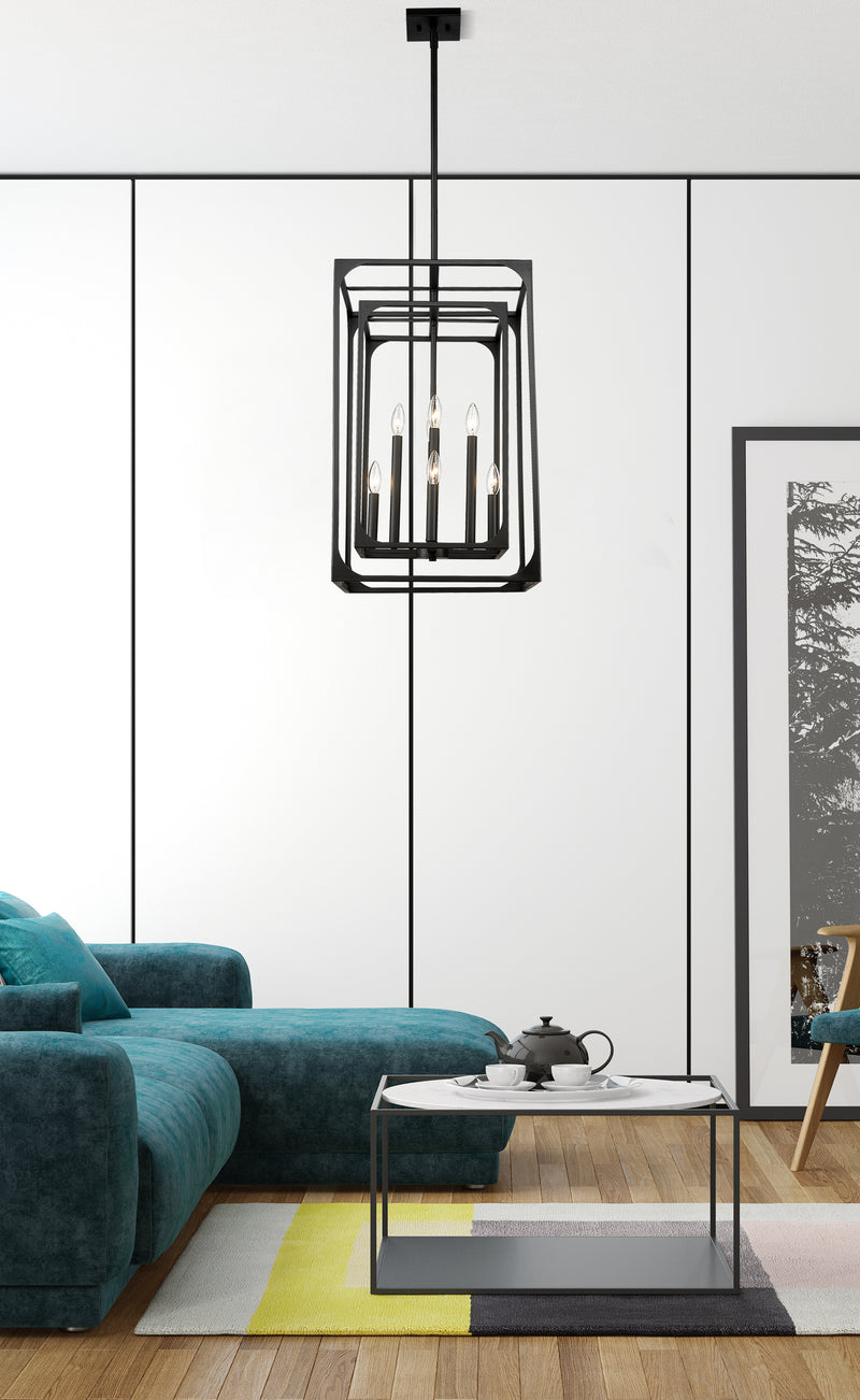 Easton 8 Light 16.5" Chandelier in Matte Black in a room setting
