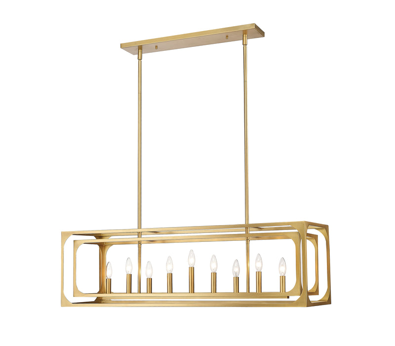 Easton 9 Light 44" Linear Pendant in Rubbed Brass