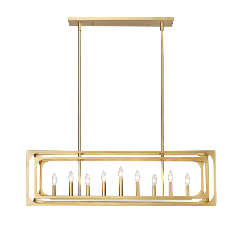 Easton 9 Light 44" Linear Pendant in Rubbed Brass
