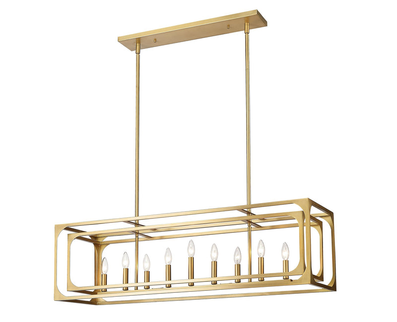 Easton 9 Light 44" Linear Pendant in Rubbed Brass