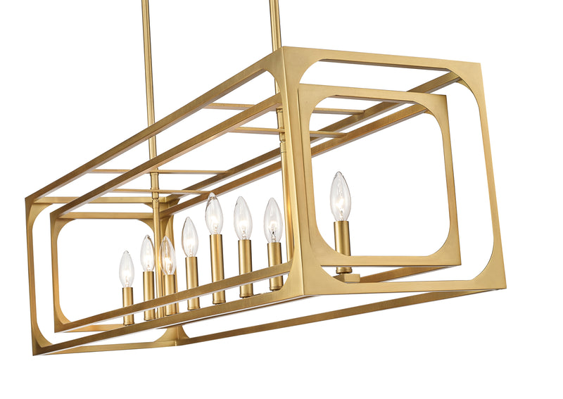 Easton 9 Light 44" Linear Pendant in Rubbed Brass