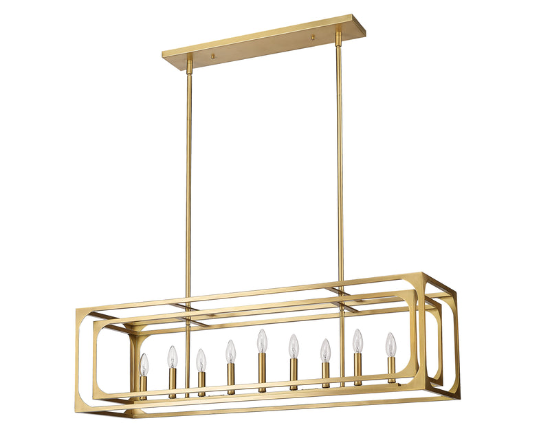 Easton 9 Light 44" Linear Pendant in Rubbed Brass