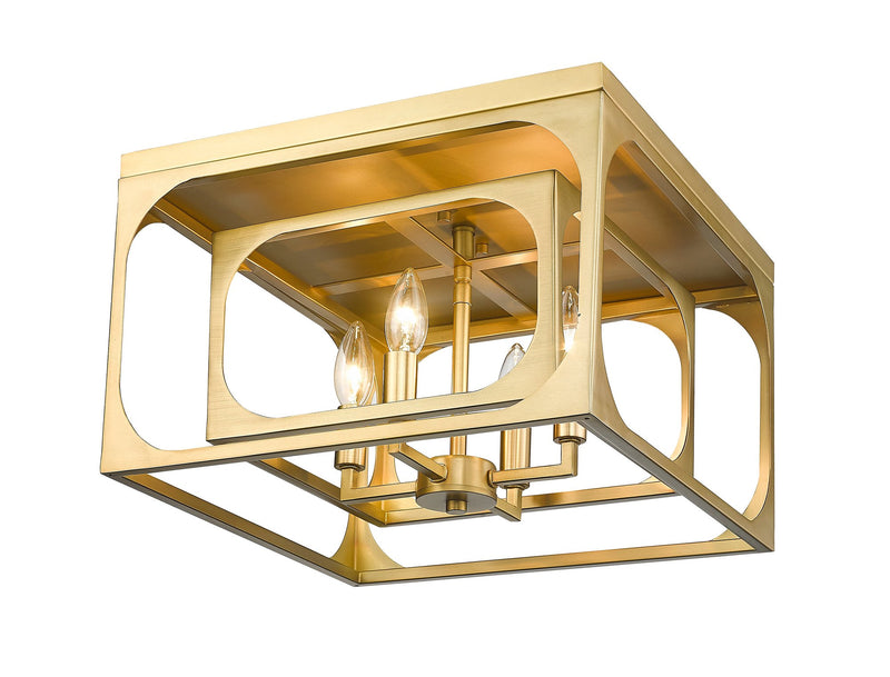 Easton 4 Light 15" Flush Mount in Rubbed Brass