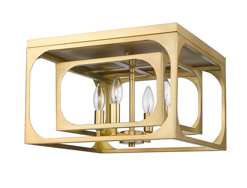 Easton 4 Light 15" Flush Mount in Rubbed Brass