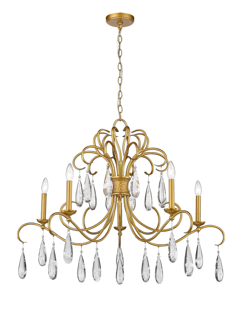 Amara 5 Light 38" Chandelier in Gilded Gold
