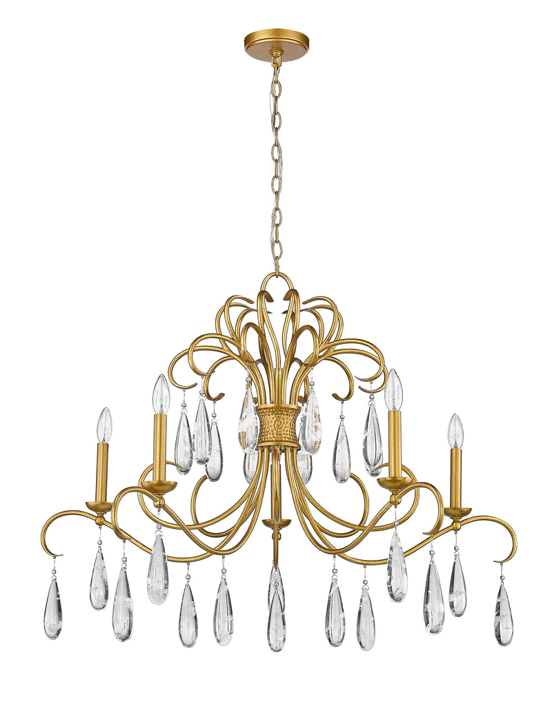 Amara 5 Light 38" Chandelier in Gilded Gold