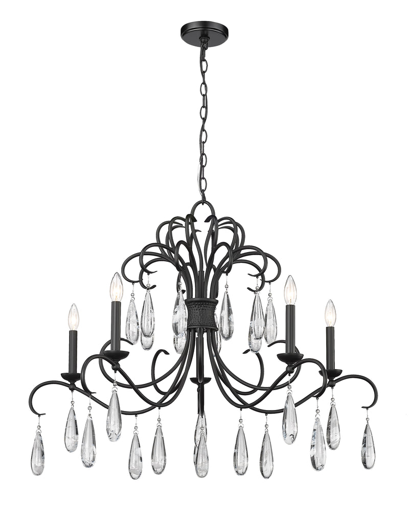 Amara 5 Light 38" Chandelier in Matte Black