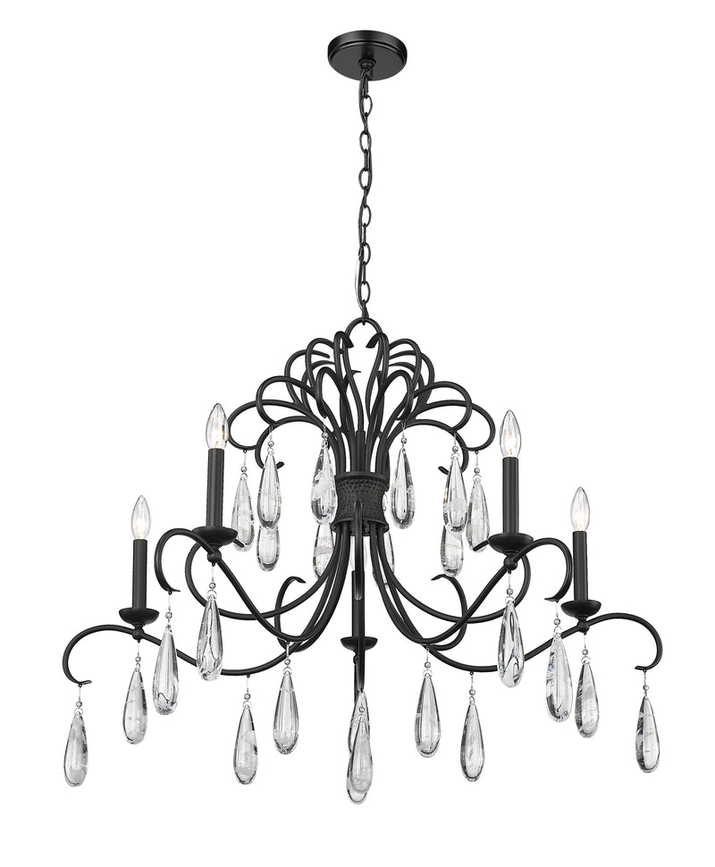 Amara 5 Light 38" Chandelier in Matte Black
