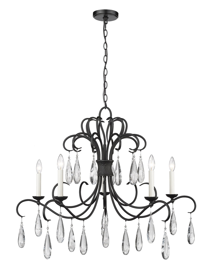 Amara 5 Light 38" Chandelier in Matte Black