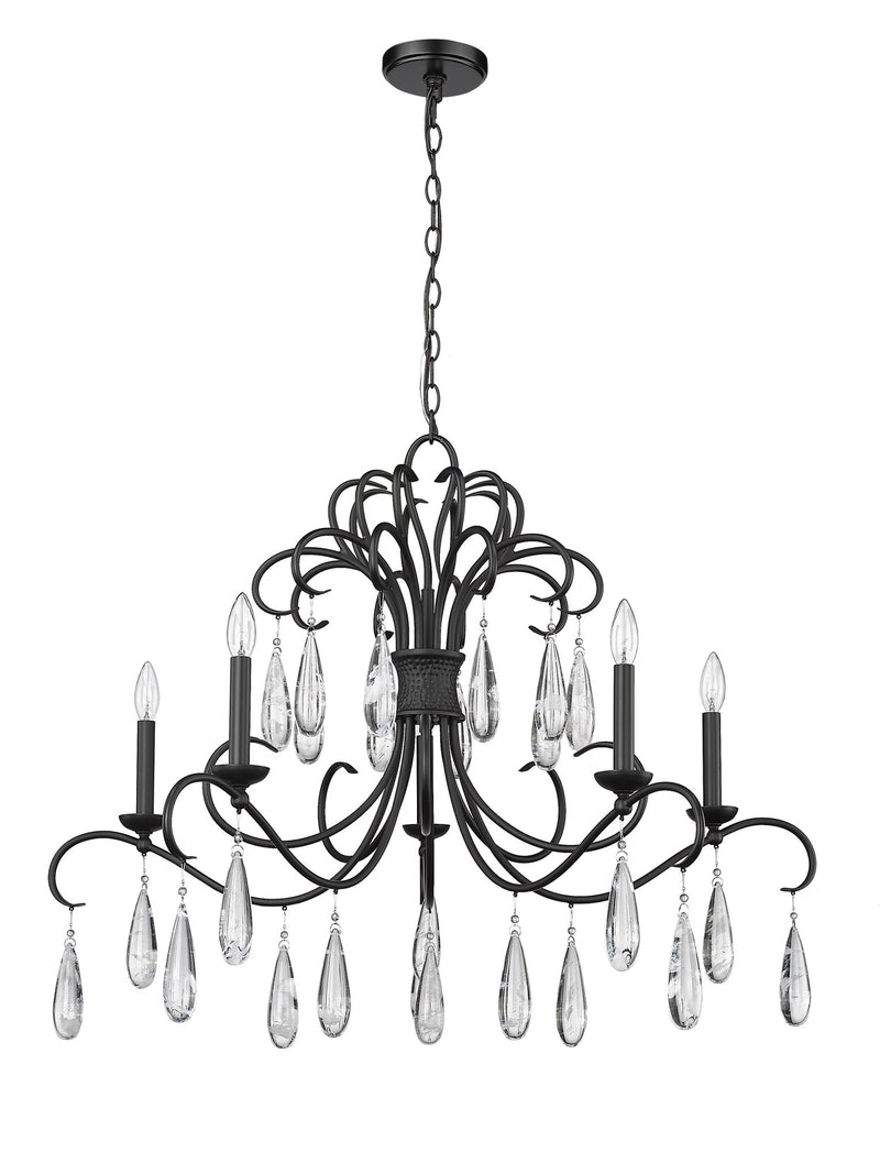 Amara 5 Light 38" Chandelier in Matte Black
