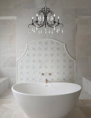 Amara 5 Light 38" Chandelier in Matte Black in a room setting