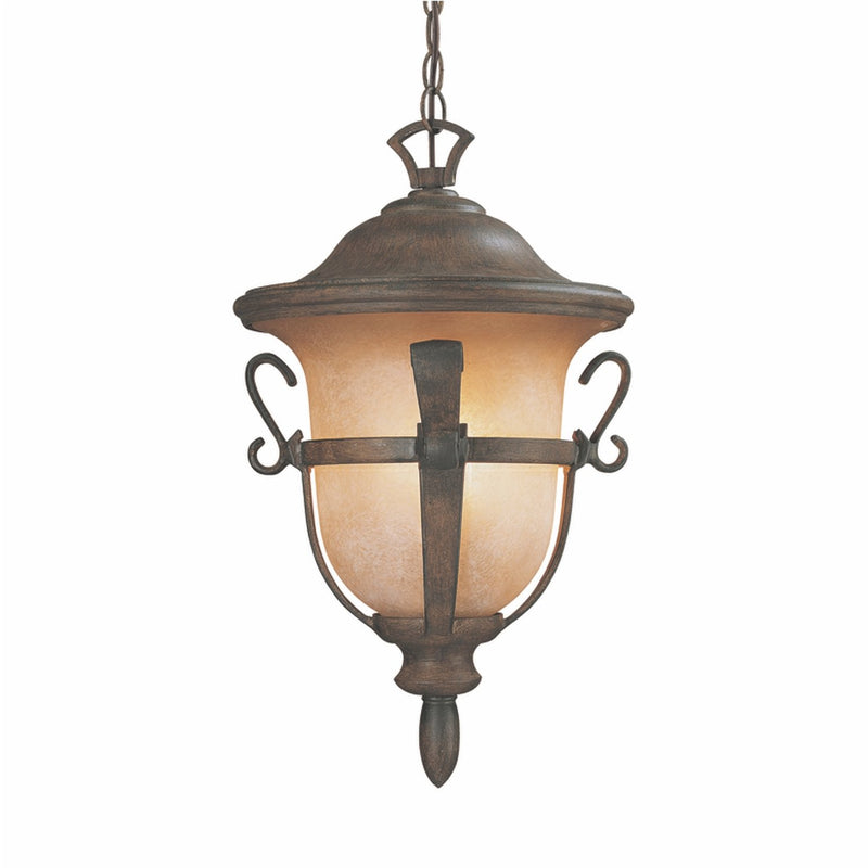 Tudor 3-Light Outdoor Lantern Pendant in Walnut