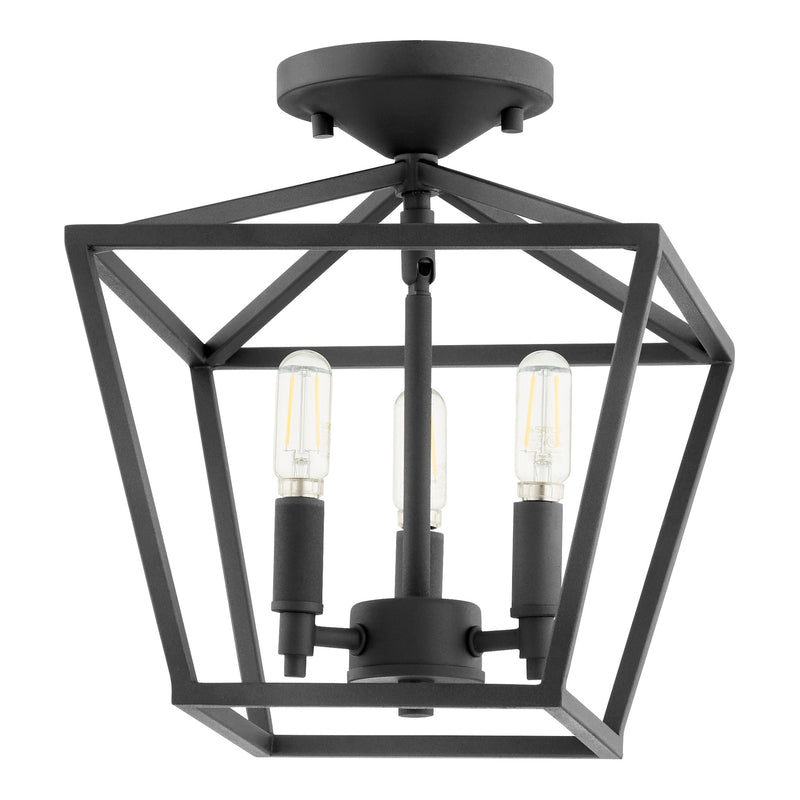 Gabriel 3 Light Semi-Flush Mount in Textured Black