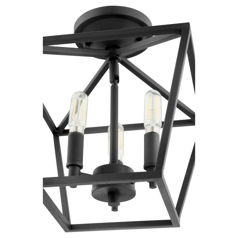 Gabriel 3 Light Semi-Flush Mount in Textured Black