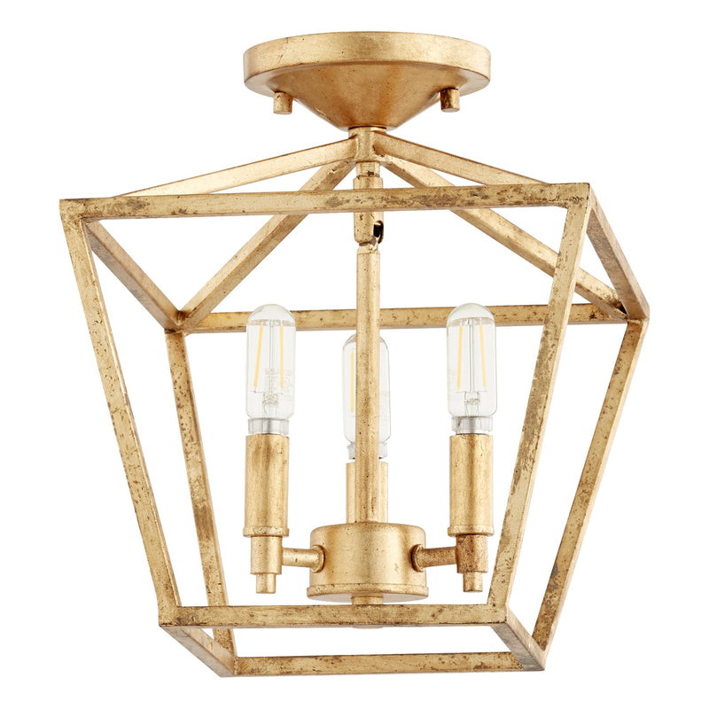 Gabriel 3 Light Semi-Flush Mount in Gold Leaf