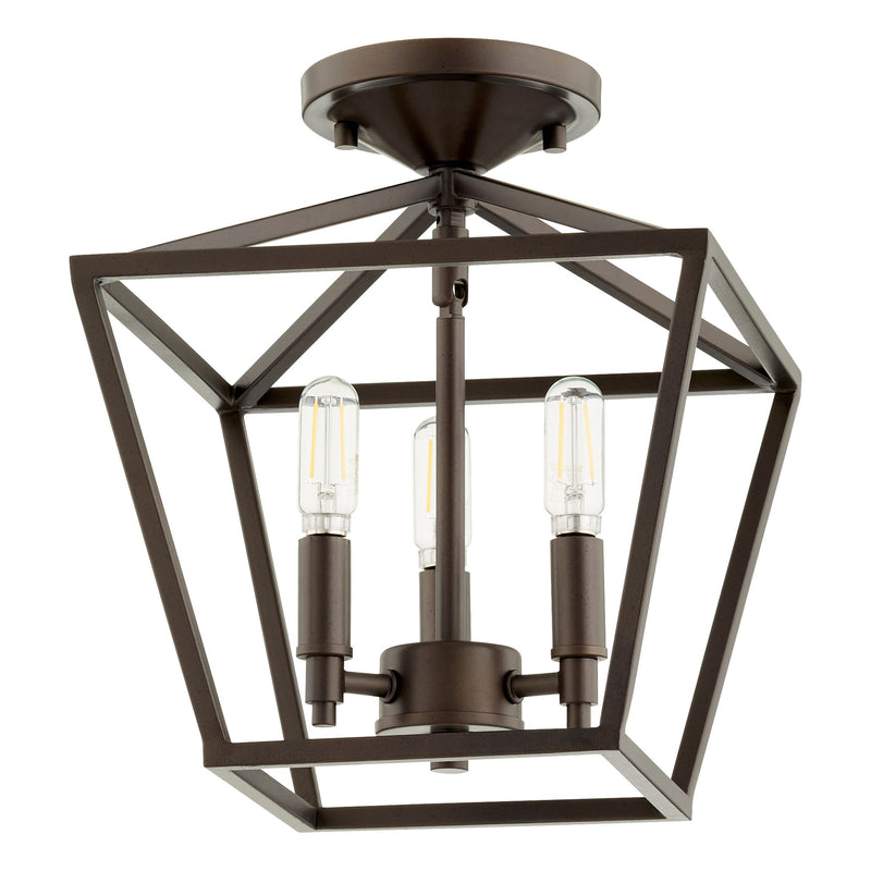Gabriel 3 Light Semi-Flush Mount in Oiled Bronze
