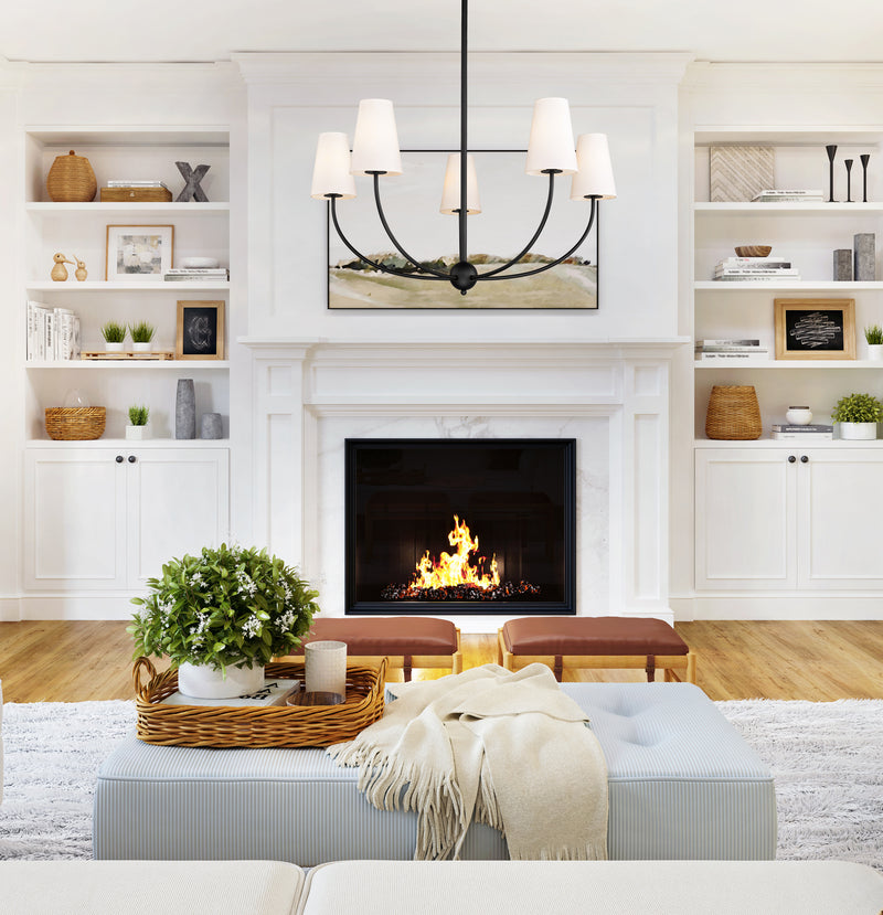 Shannon 5 Light 32" Chandelier in Matte Black in a room setting