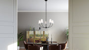 Shannon 5 Light 32" Chandelier in Matte Black in a room setting