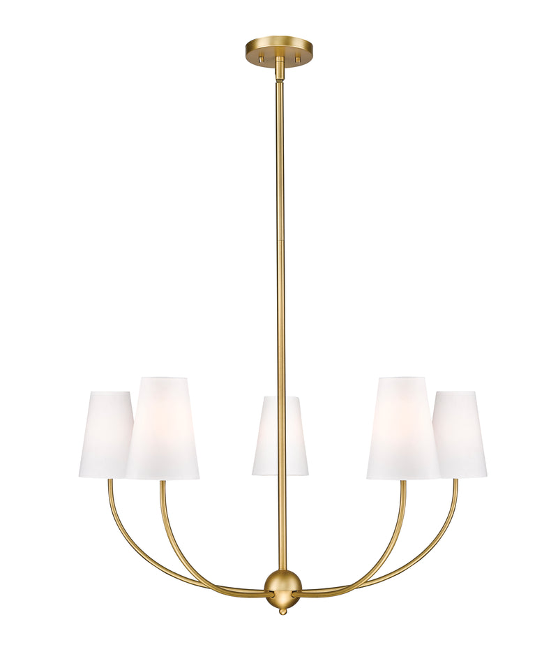 Shannon 5 Light 32" Chandelier in Rubbed Brass