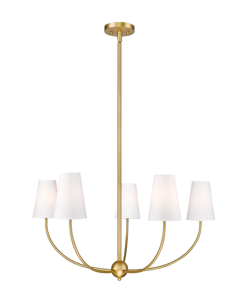 Shannon 5 Light 32" Chandelier in Rubbed Brass