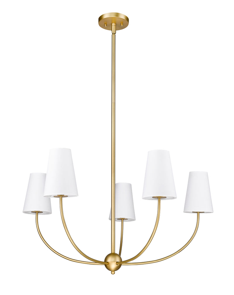 Shannon 5 Light 32" Chandelier in Rubbed Brass