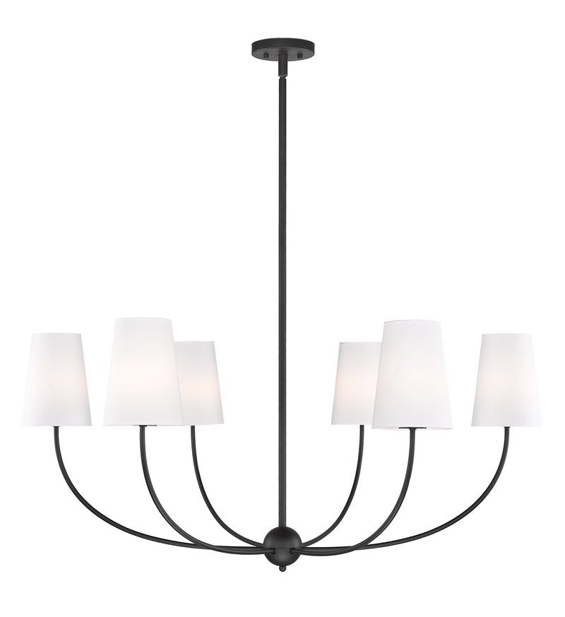 Shannon 6 Light 42" Chandelier in Matte Black