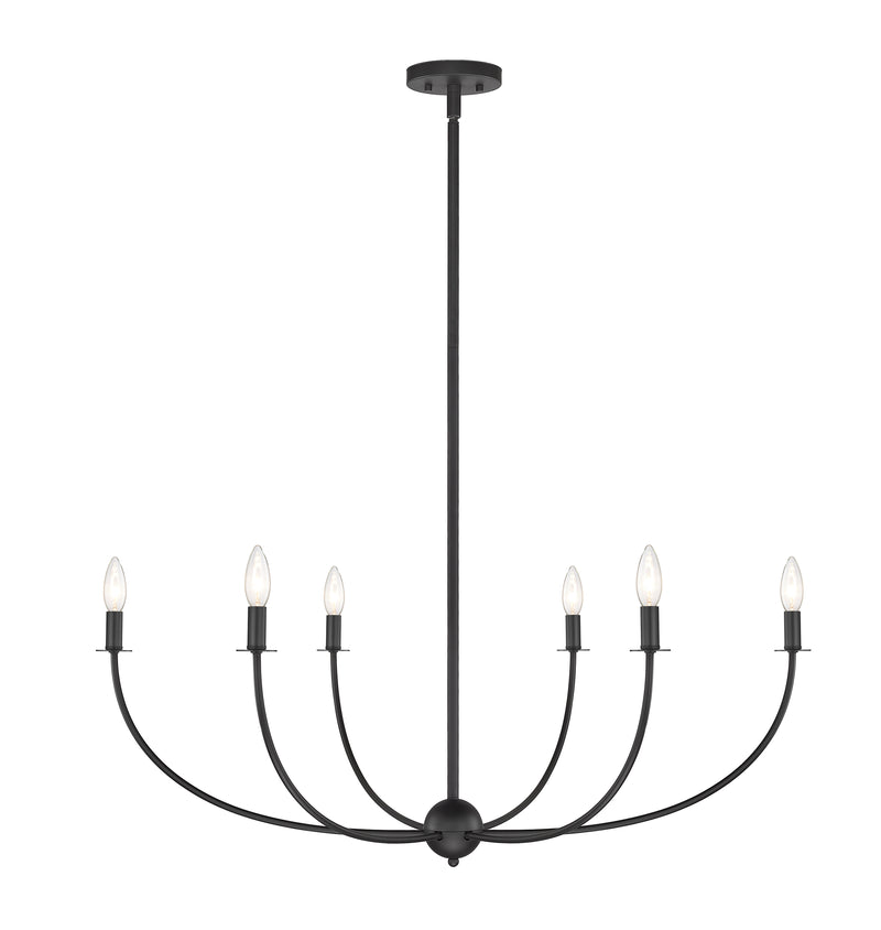 Shannon 6 Light 42" Chandelier in Matte Black