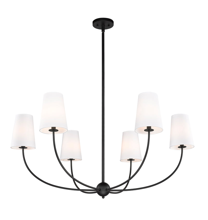 Shannon 6 Light 42" Chandelier in Matte Black